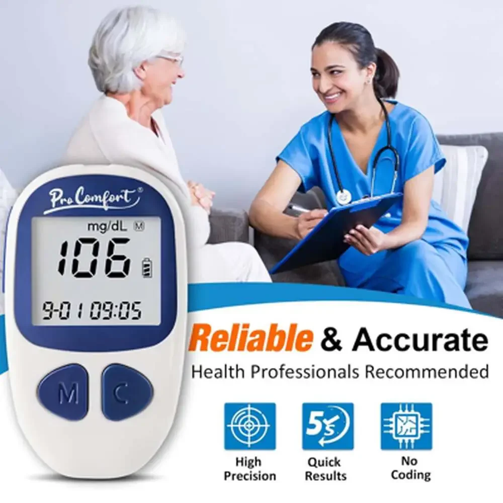 Blood Glucose Monitor Kit with 100 Test Strips Lancing Device 100 Lancets For